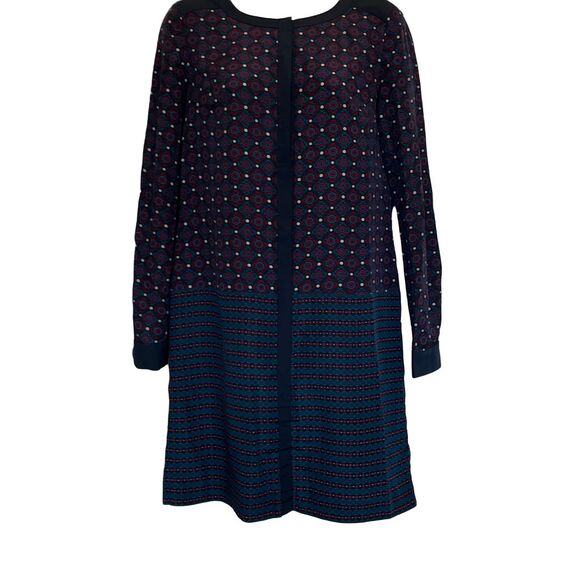 Ann Taylor Blue Red Abstract Print Long Sleeve Sheath Dress Size 4 Office Work - Picture 1 of 6